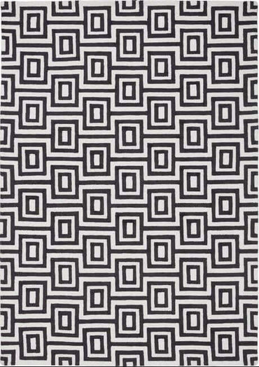 Wool Labyrinth Rug White and Black