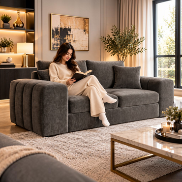Laguna Grey Fabric 3 Seater Sofa