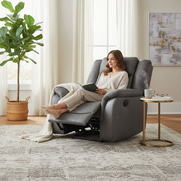 Leon Electric Recliner Grey Fabric Armchair