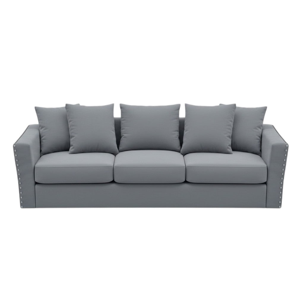 Lincoln 3+2 Seater Sofa With Scatter Back Cushion In Marine Blue Velvet Fabric