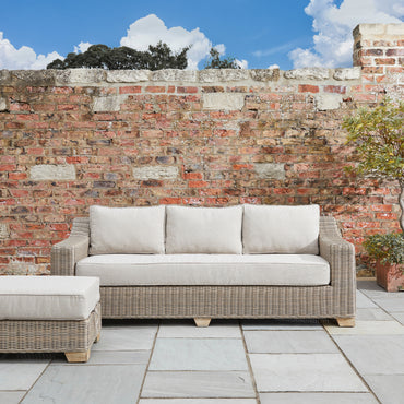Luxury Capri Beige Metal Frame Outdoor Three Seater Sofa