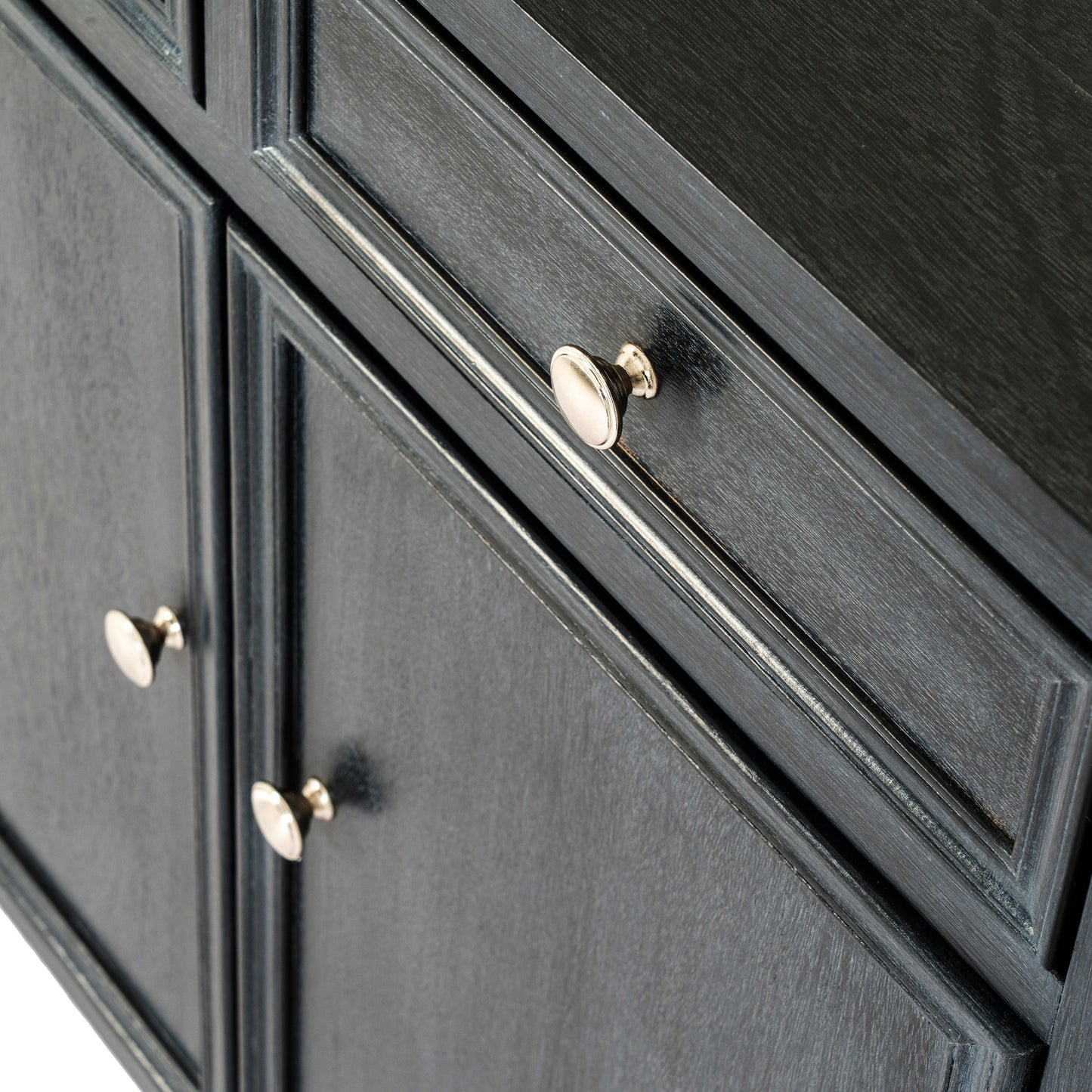 Luxury Contour 2 Drawer 2 Door Black Wood Sideboard