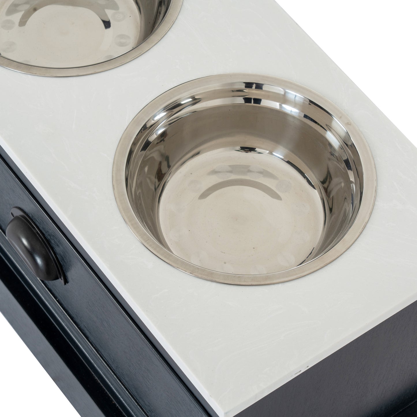 Luxury Contour Black Wood Pet Feeder Table