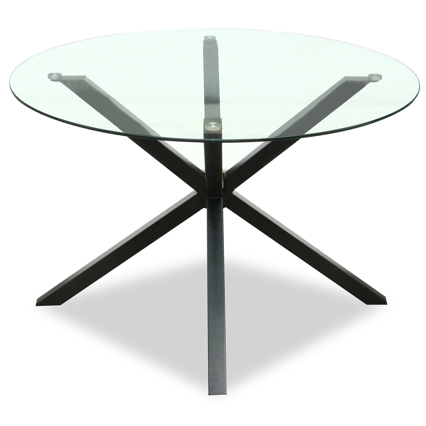Luxury Monza Round Glass Top Black Metal Leg Dining Table