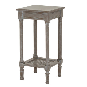Luxury Serene Rattan Small Grey Wood Side Lamp Table
