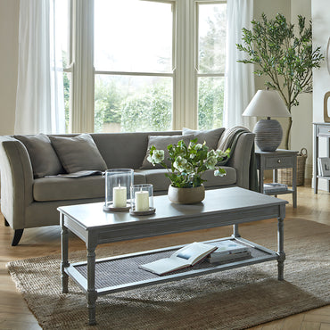 Luxury Serene One Drawer Grey Wood Side Lamp Table