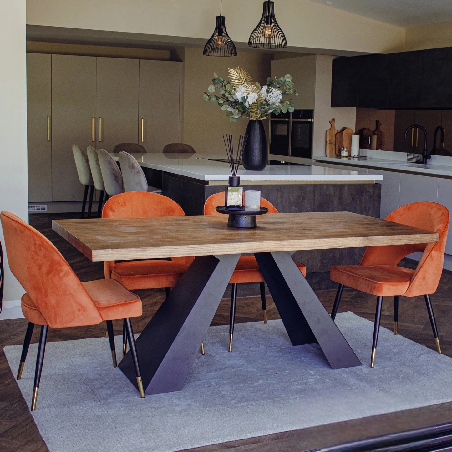 Luxury Bjorn Rust Orange Velvet Dining Chairs Scandinavian Modern With Gold Tip Legs