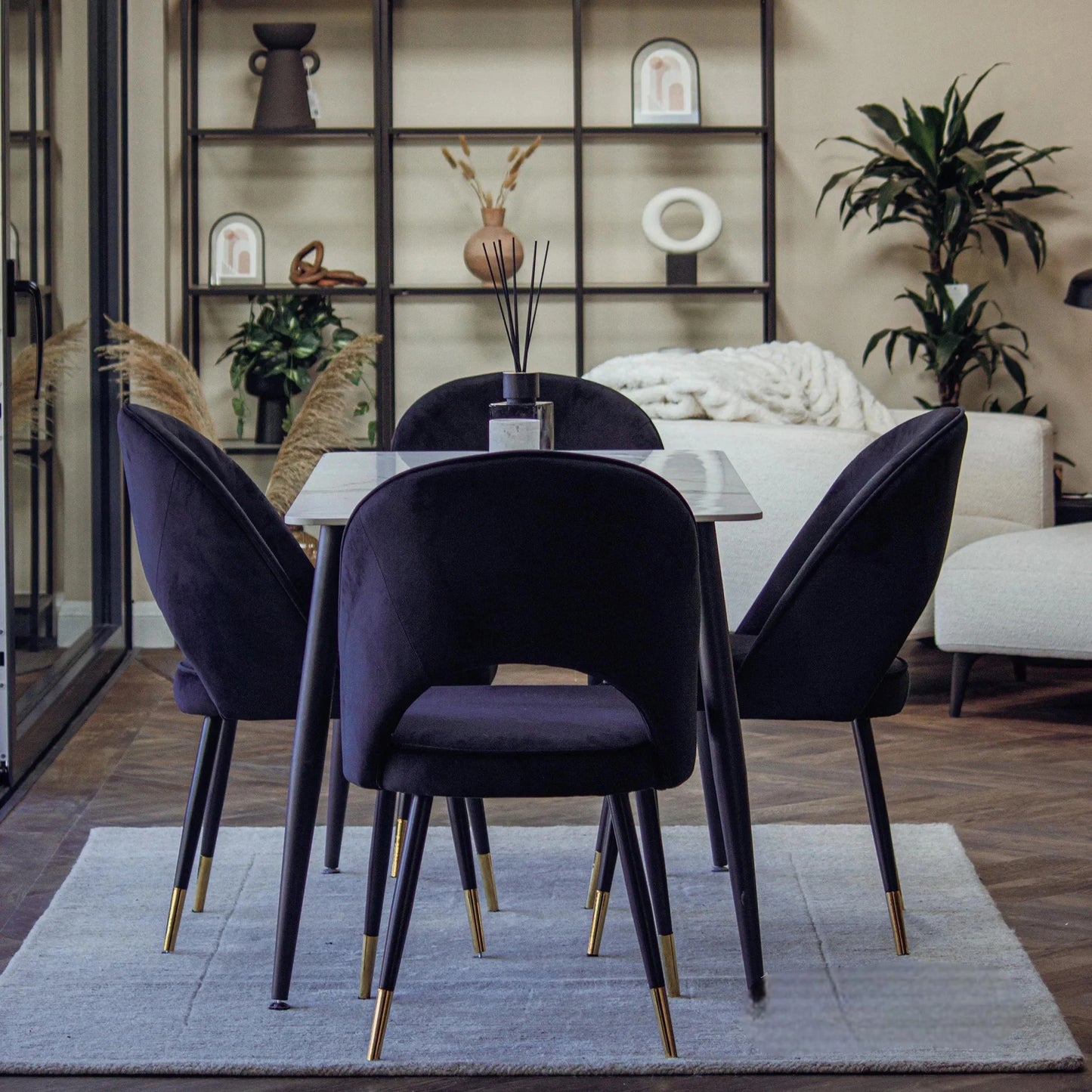 Luxury Bjorn Black Velvet Dining Chairs Scandinavian Modern With Gold Tip Legs