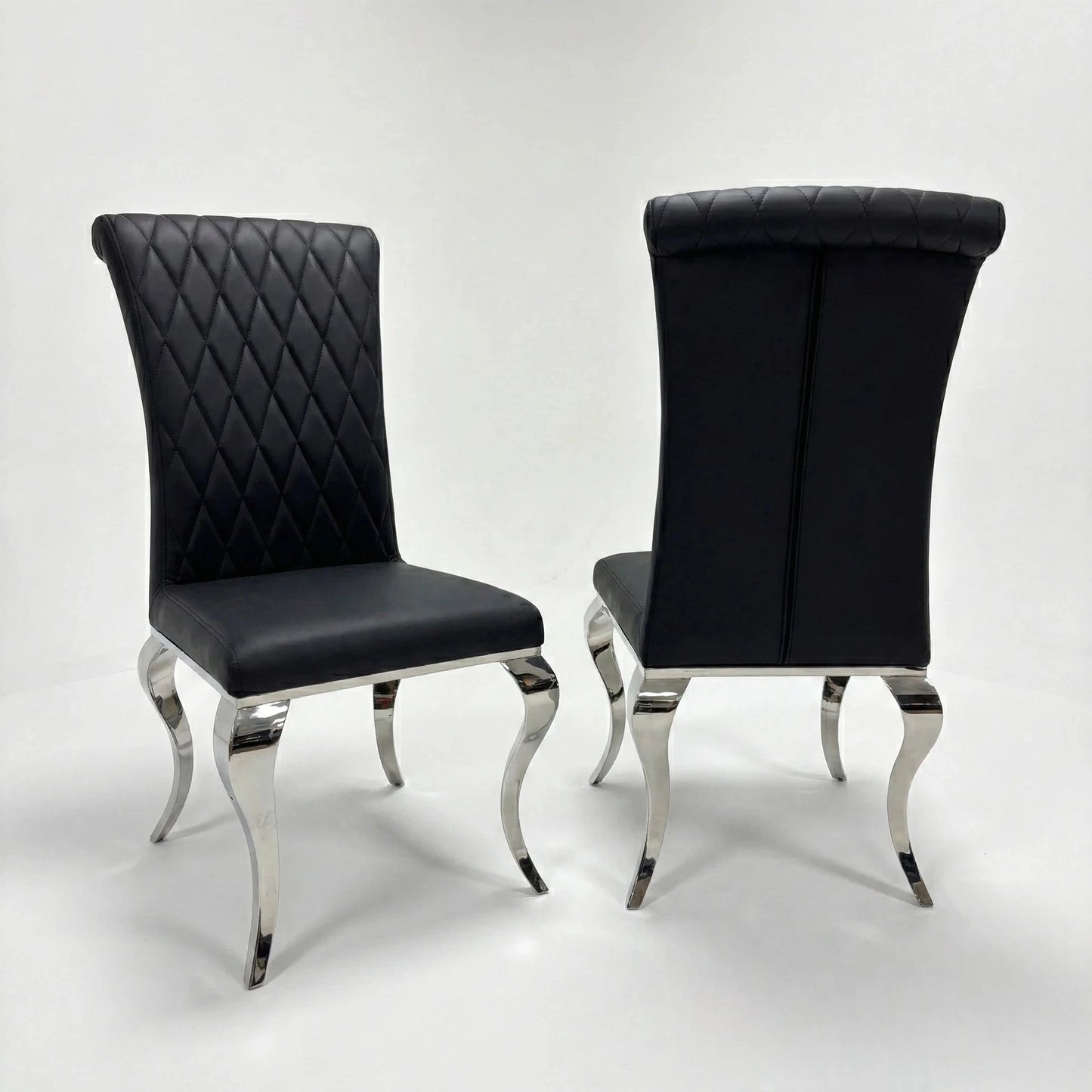 Luxury Lorens 1m Square Gold Black Marble Chrome Dining Set Table With 4 Niklas Leather Chairs
