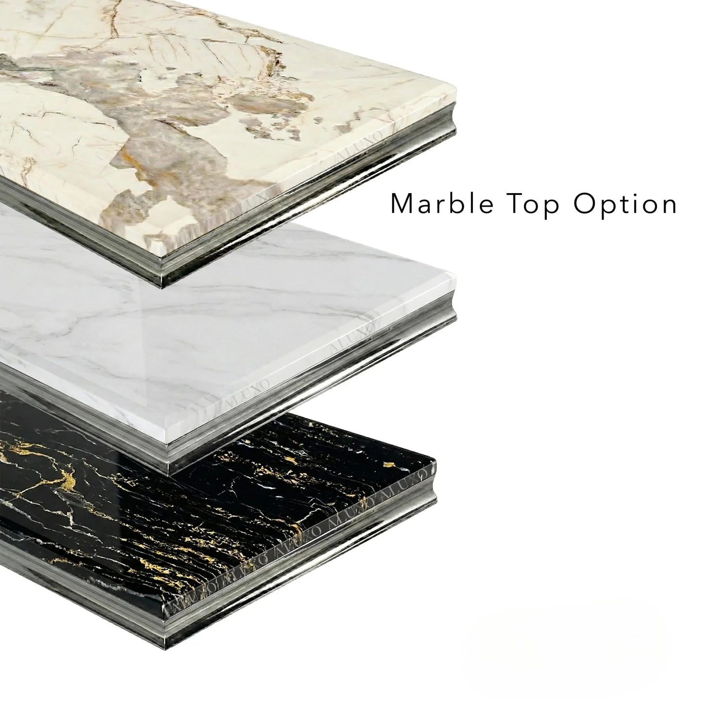 Luxury Lorens 200cm Marble Dining Table With Chrome 4-Leg Base