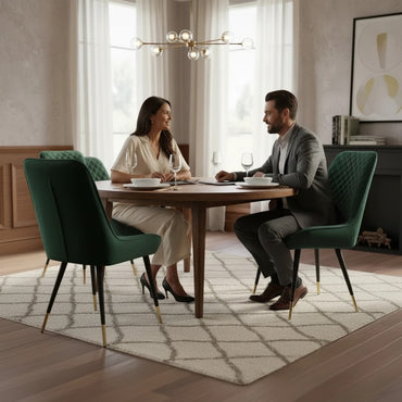 Luxury Lyder Plush Velvet Dining Chair With Cross Stitch Back And Scandinavian Black Metal Legs