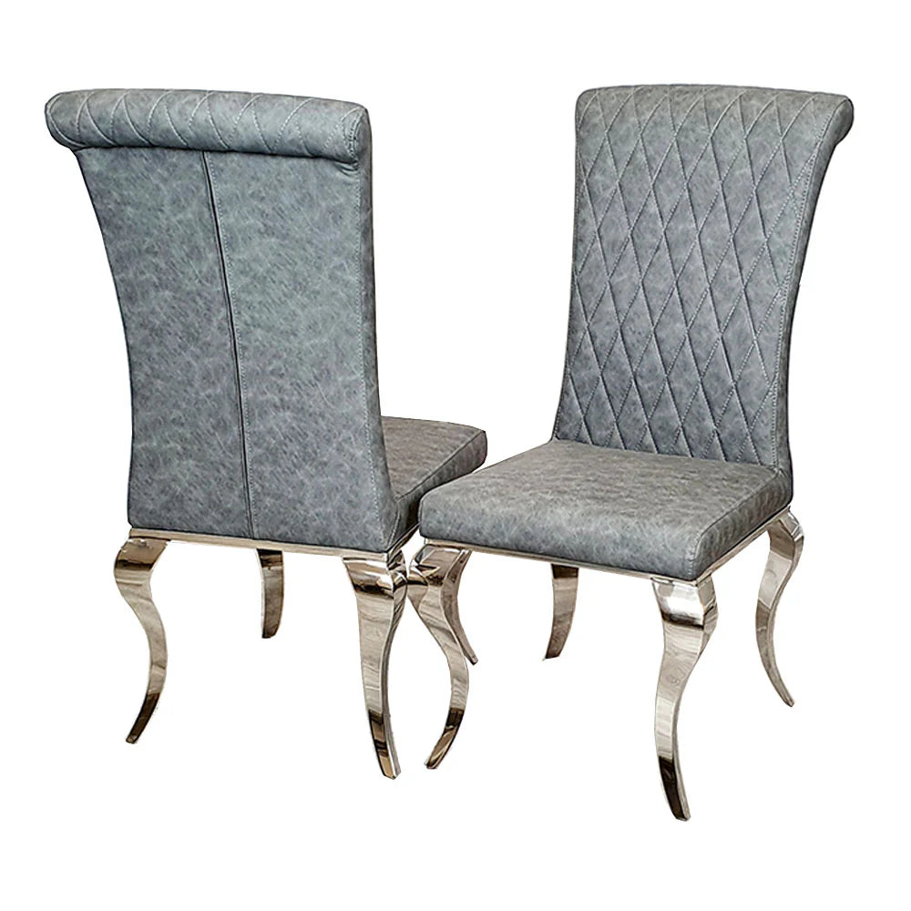 Luxury Niklas Black Faux Leather Dining Chair With Chrome Curved Legs