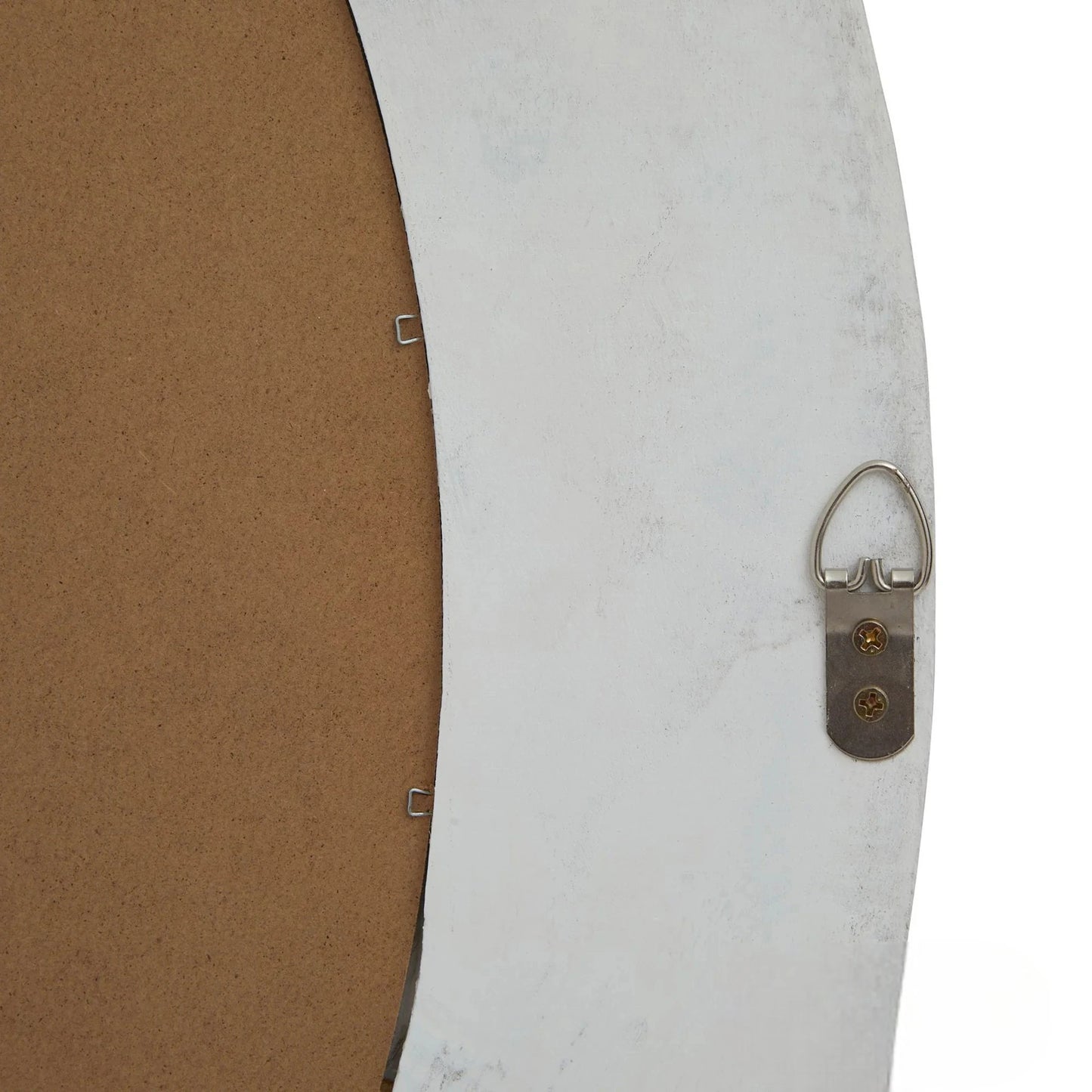 Luxury Orel 90cm Medium Washed Wood Round Wall Mirror In Antique White
