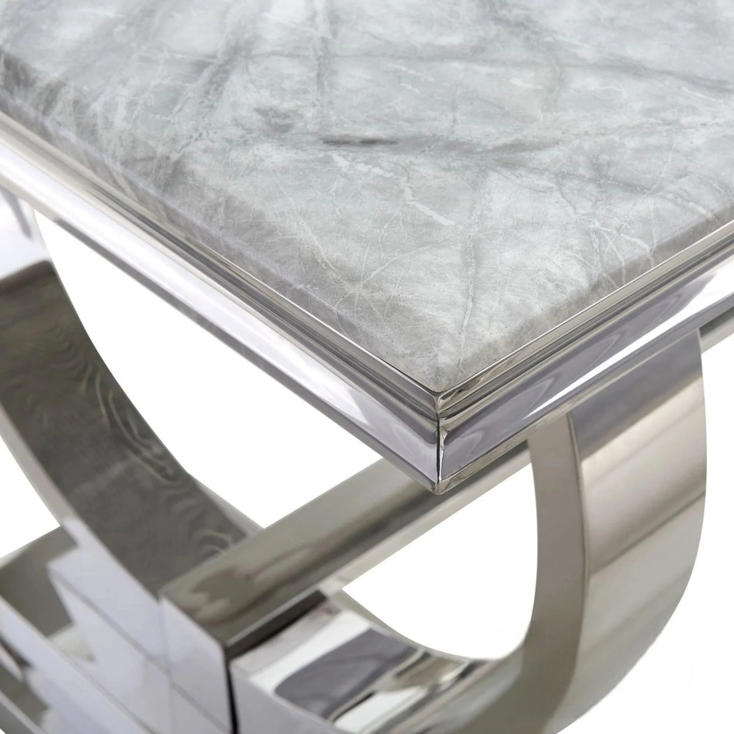 Luxury Orvar 130cm Chrome Coffee Table With Light Grey Marble Top And Ring Stand