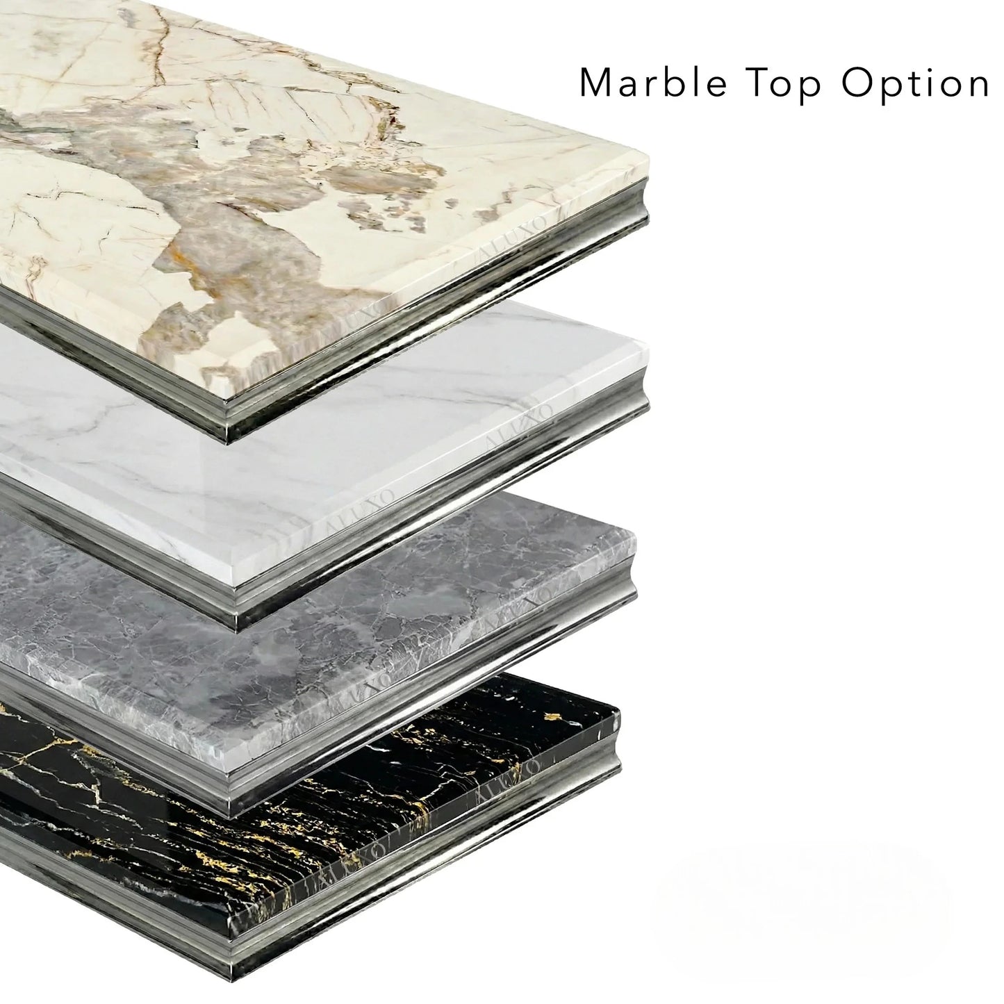 Luxury Orvar 180cm Marble Dining Table With Double Ring Chrome Base