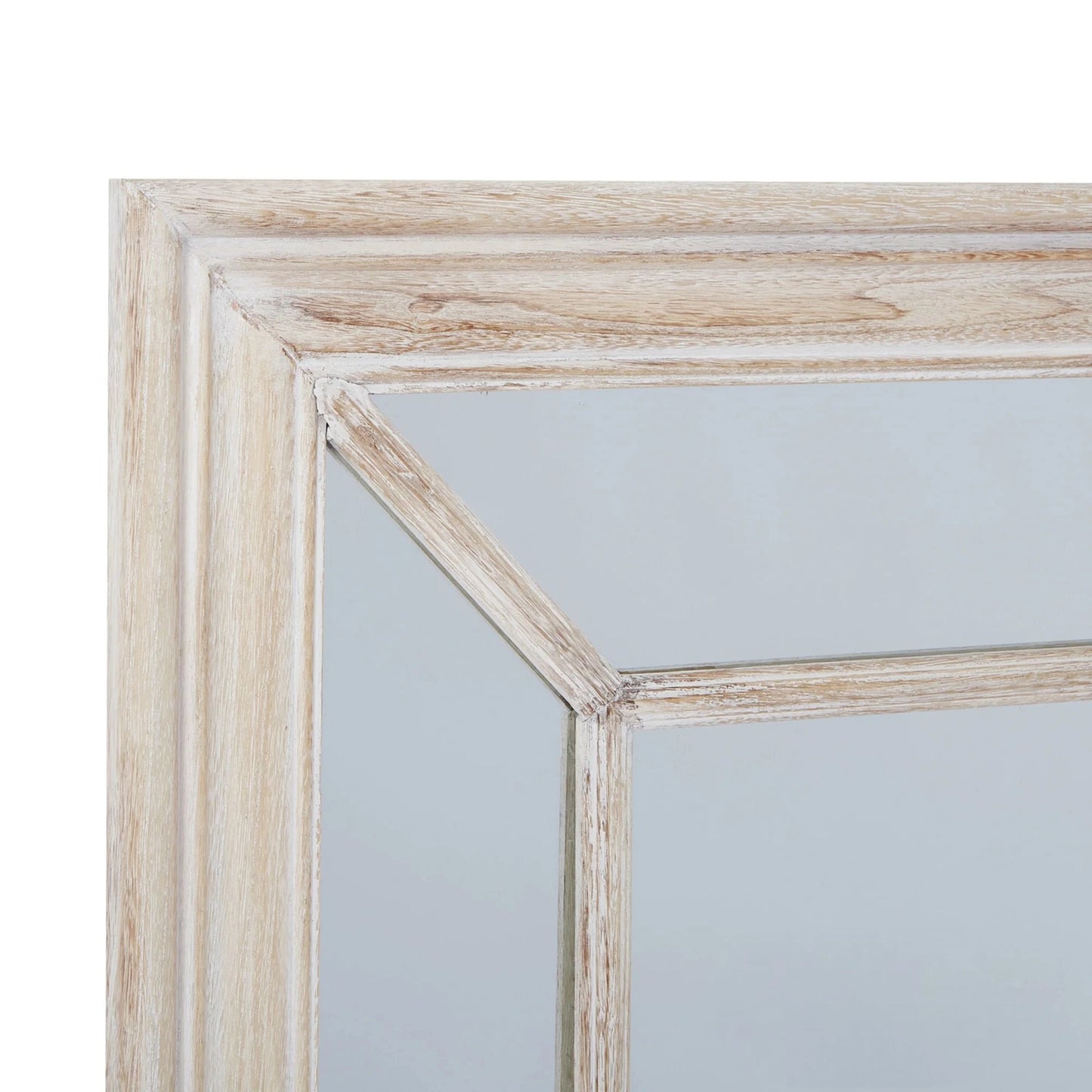 Luxury Torin 150cm Medium Washed Wood Architectural Window Wall Mirror