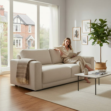 Marlow Beige Fabric 3 Seater Sofa