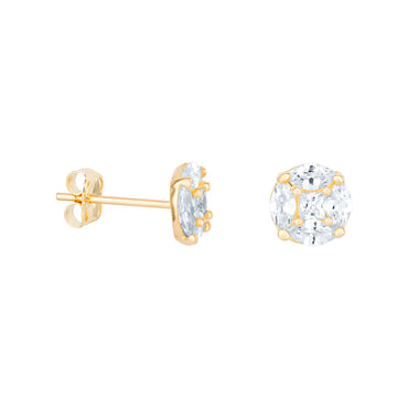 Marquise Round Cubic Zirconia Stud Earrings