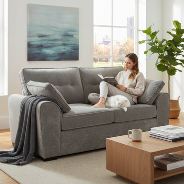 Maxwell Grey Fabric 3 Seater Sofa