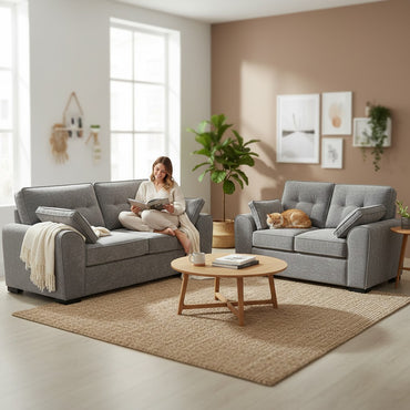 Maxwell Grey Fabric 3+2 Sofa Suite