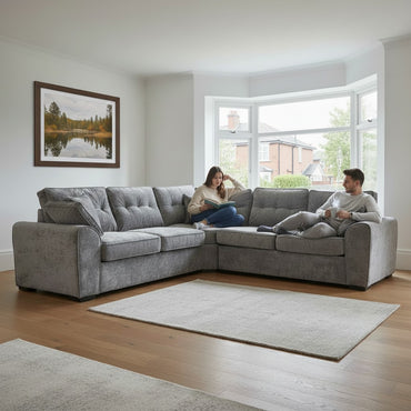 Maxwell Grey Fabric Large Corner Sofa