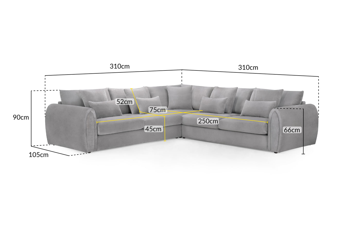 Mirabel Grey Fabric Large Corner Sofa
