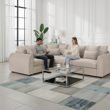Mirabel Mocha Brown Fabric Left Hand L-Shape Corner Sofa