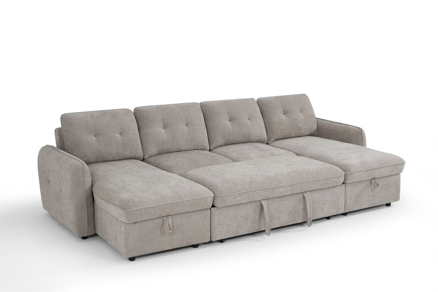 Moscow Sofabed Beige Fabric U Shape Corner Sofa