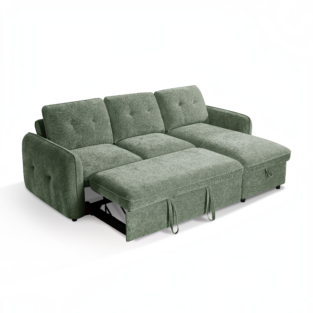 Moscow Sofabed Green Fabric Storage Universal Corner Sofa