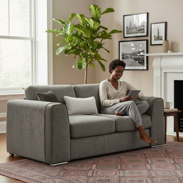 Naples Grey Fabric 2 Seater Sofa