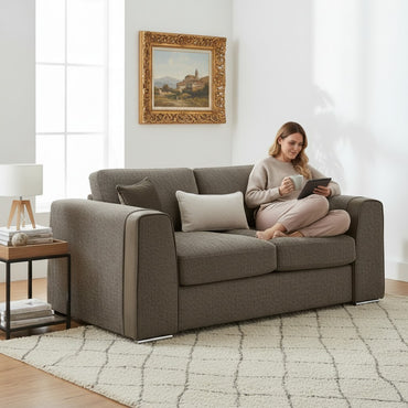 Naples Mocha Brown Fabric 2 Seater Sofa