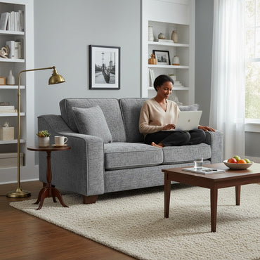 Nebraska Slate Grey Fabric 2 Seater Sofa
