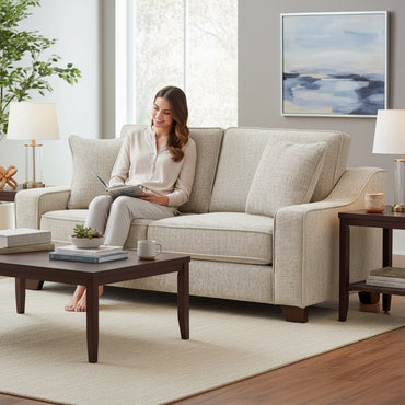 Nebraska Stone Beige Fabric 3 Seater Sofa