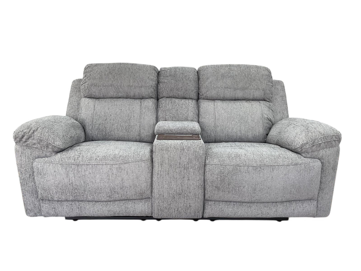 Owen Electric Recliner Grey Fabric Cinema Console 2 Seater Sofa
