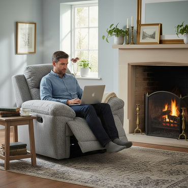 Owen Electric Recliner Grey Fabric Armchair