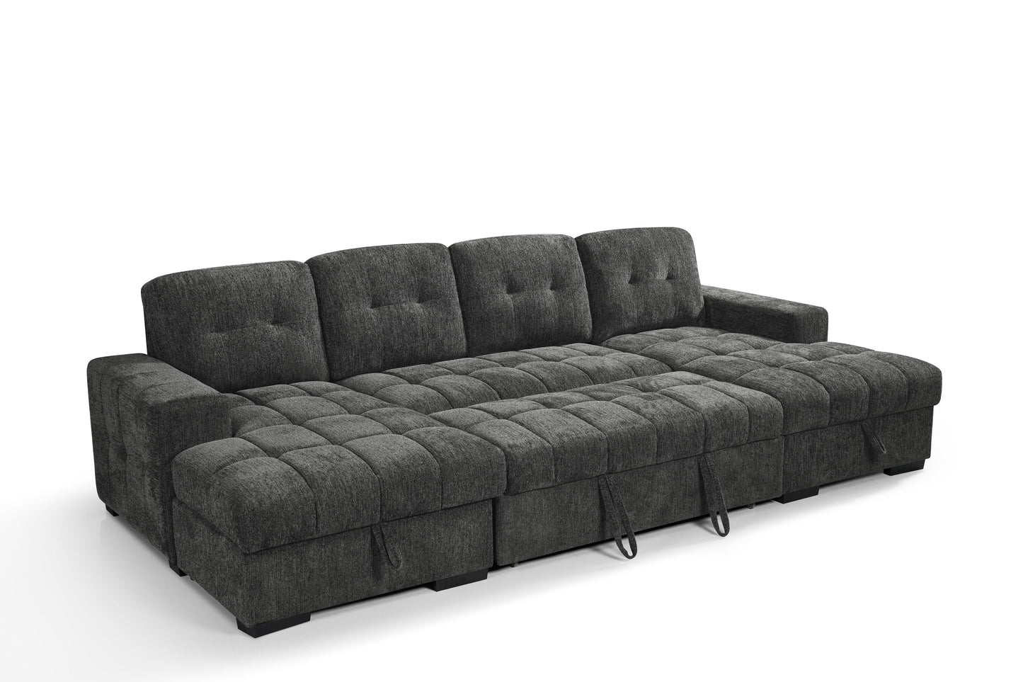 Palermo Sofabed Grey Fabric U Shape Storage Corner Sofa