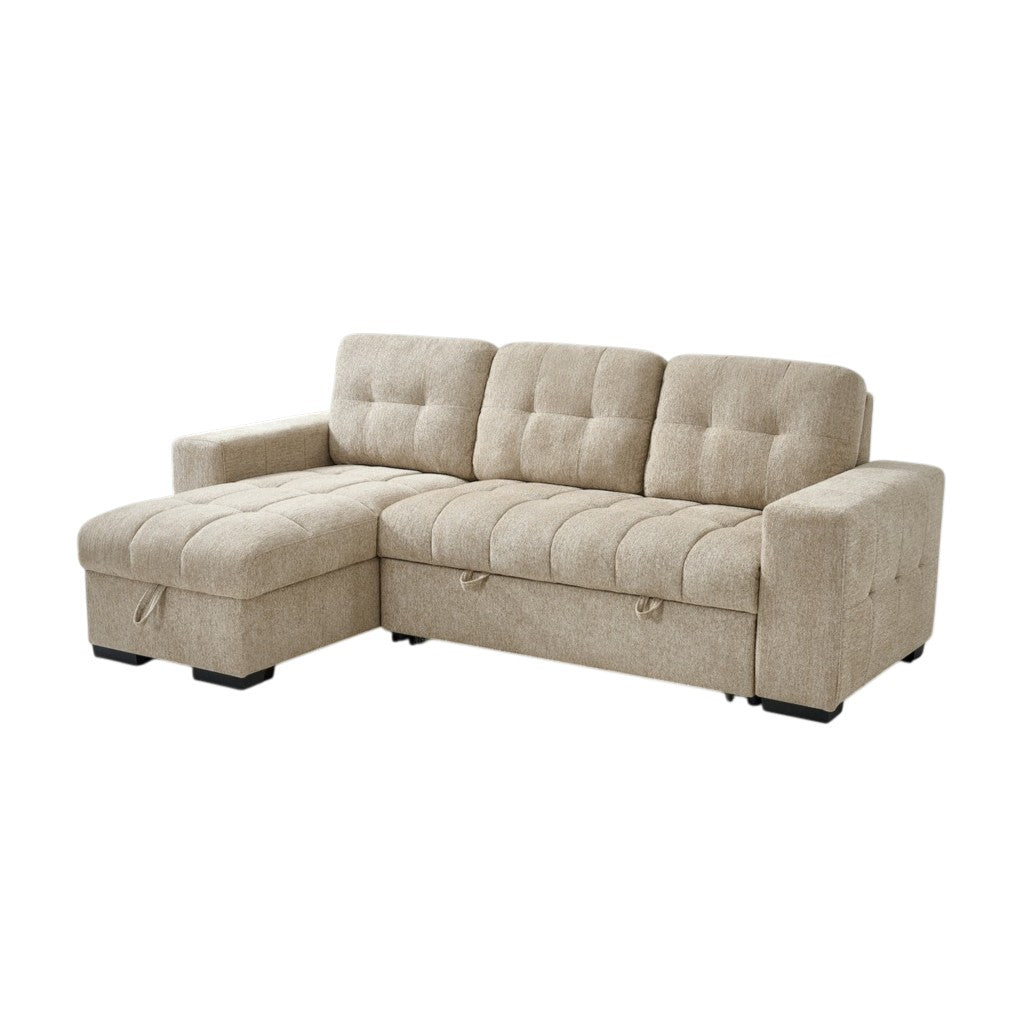 Palermo Beige Fabric Universal Sofabed Storage Corner Sofa