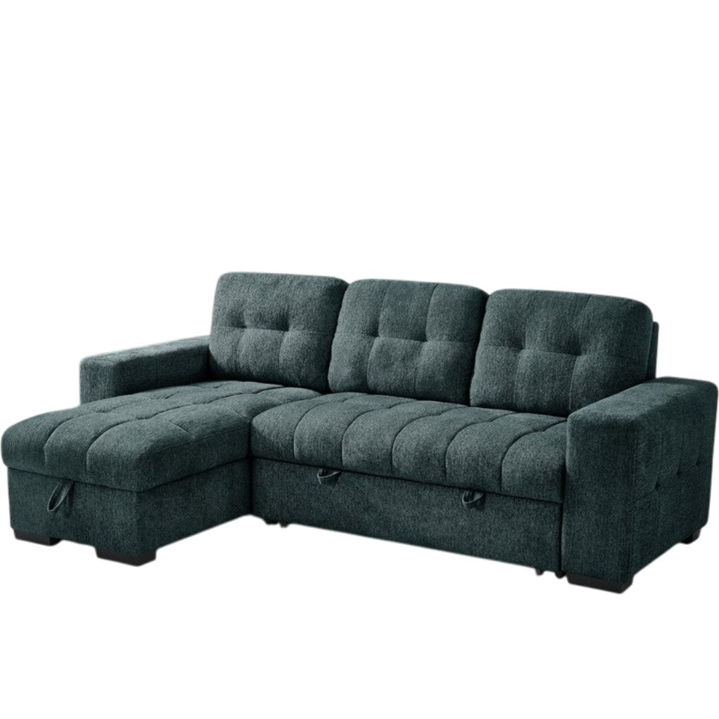 Palermo Blue Fabric Universal Sofabed Storage Corner Sofa