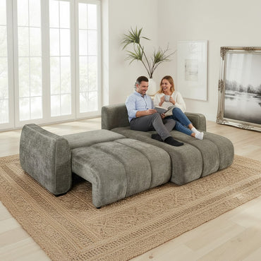 Portland Sofabed Green Fabric Universal Storage Corner Sofa