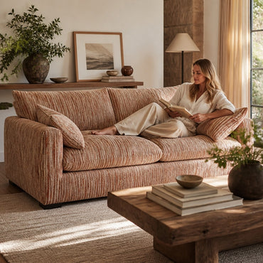 Quetta Rust Beige Fabric 2 Seater Sofa