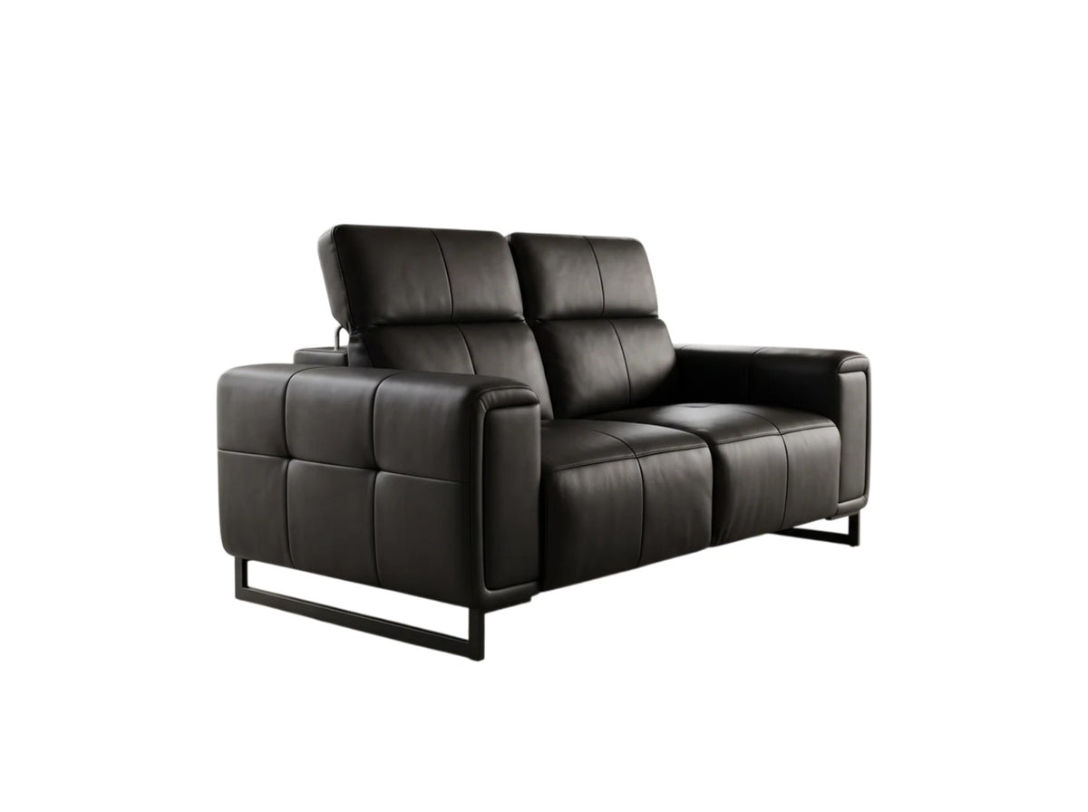 Richmond Electric Power Sliding Recliner Black Leather 2 Seater Sofa
