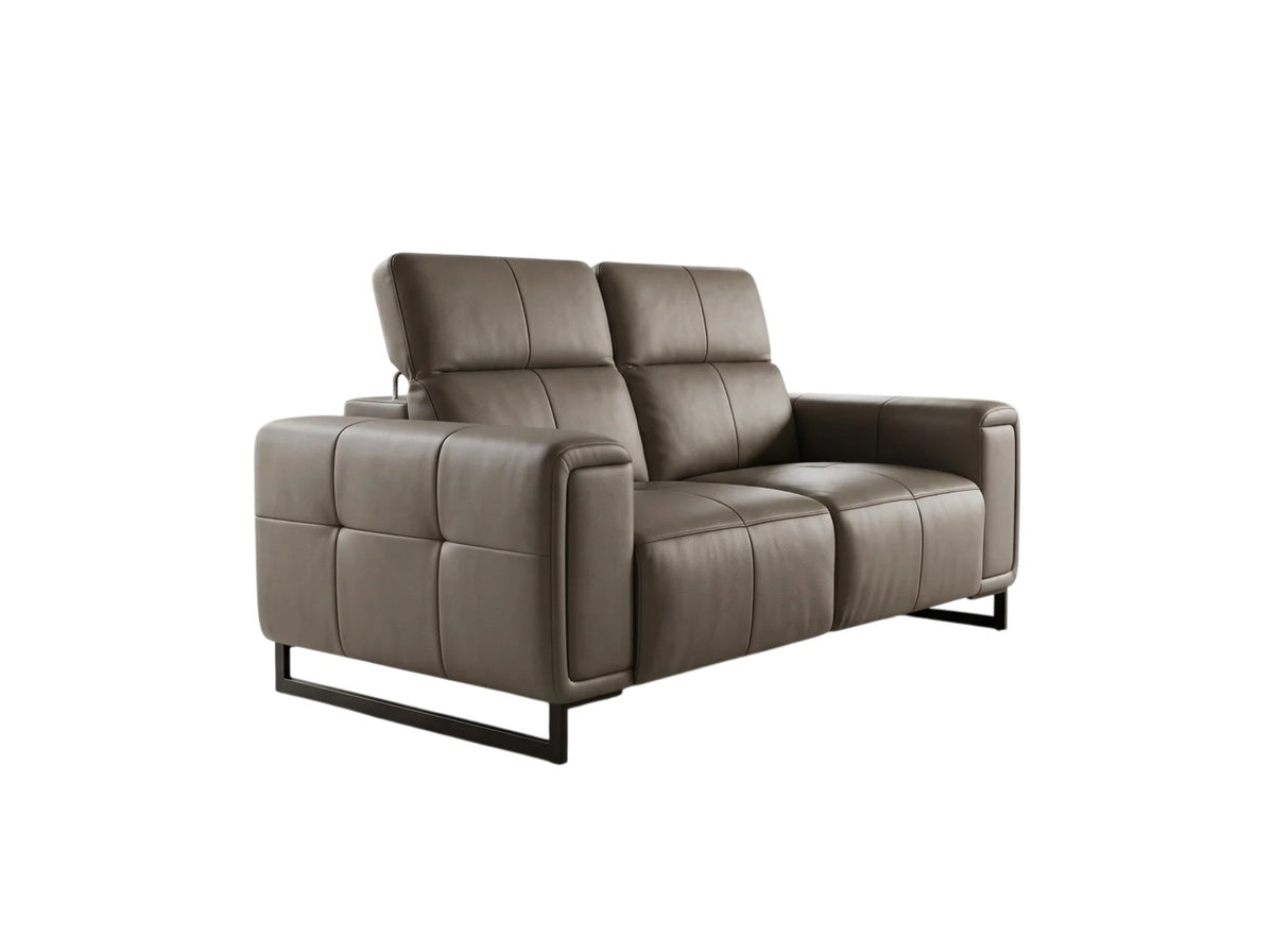 Richmond Electric Power Sliding Recliner Grey Leather 2 Seater Sofa