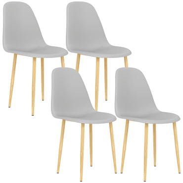Aurora Dining Chairs Set of 4 w/ Curved Back, Steel Legs, Grey