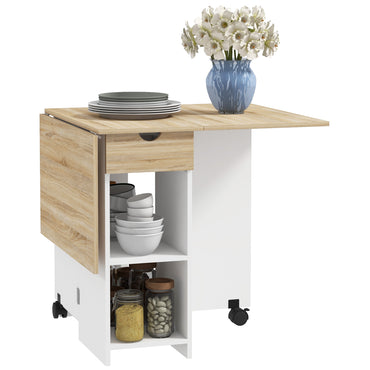 Aurora Foldable Dining Table, Drop Leaf Table with Storage for Kitchen, Oak