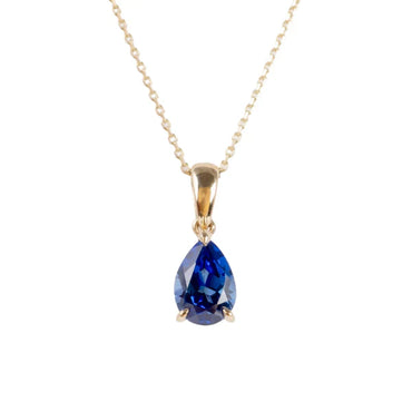 Sapphire Cubic Zirconia Pear Drop Pendant Necklace