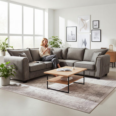 Serena Brown Fabric Large Corner Sofa