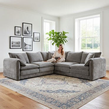 Solaya Grey Fabric Large Corner Sofa