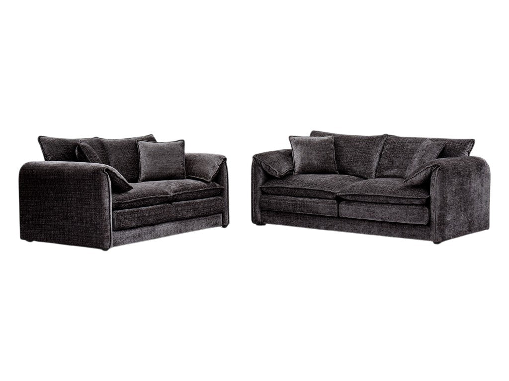 Solaya Black Fabric 3+2 Sofa Suite
