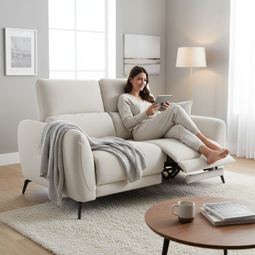 Sorrento Electric Recliner Beige Fabric 2 Seater Sofa
