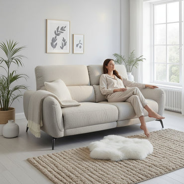 Sorrento Electric Recliner Beige Fabric 3 Seater Sofa